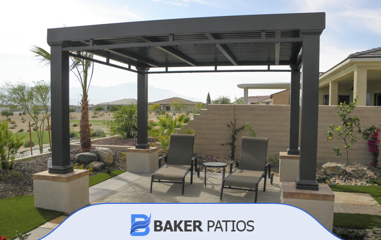 Modern patio with durable aluminum patio cover for sun protection